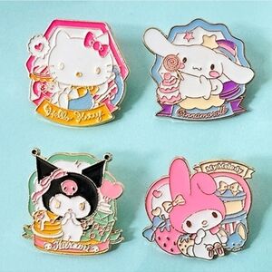 Sanrio Character Enamel Pins Set - Multicolor